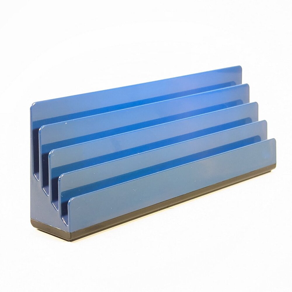 Blue Rexite Podio 921 desk letter holder, Italy 1970s Rino Pirovano